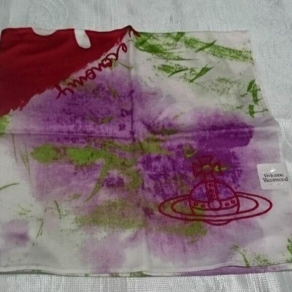New Vivienne Westwood Cotton Handkerchief Scarf Bandana IoU Heart White - Picture 3 of 3